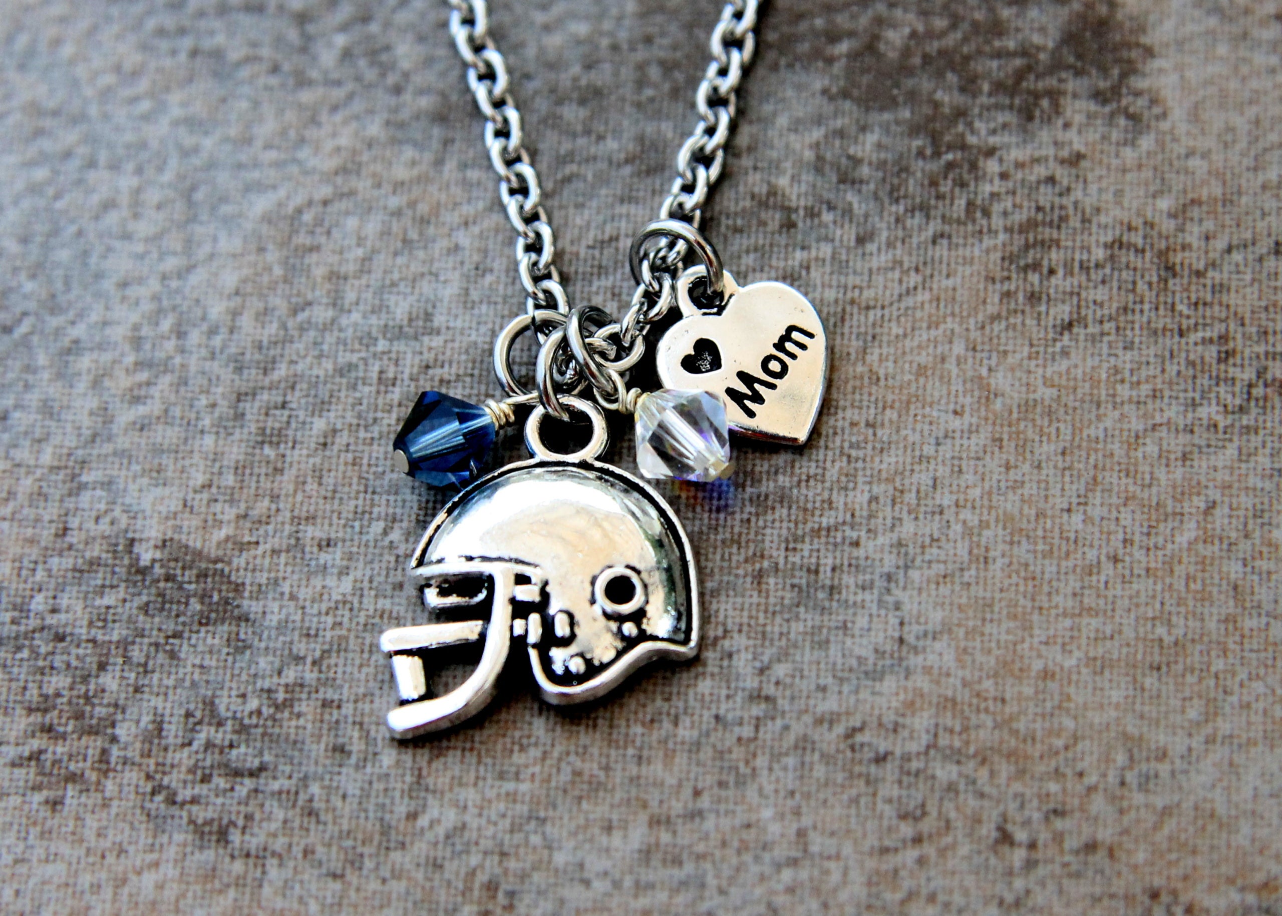 Hand stamped FOOTBALL MOM necklace